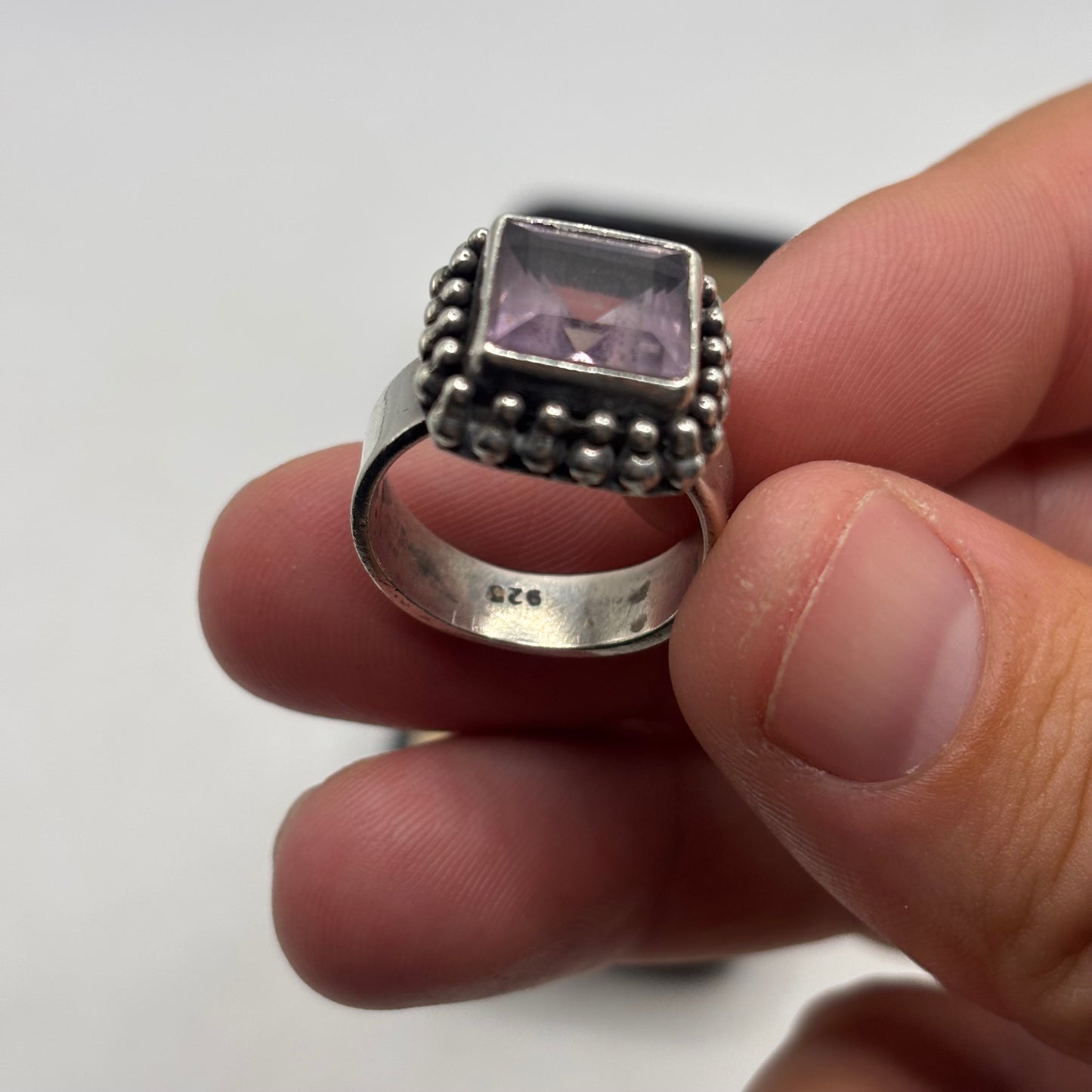 Silver Heavy Amethyst Ring (O)
