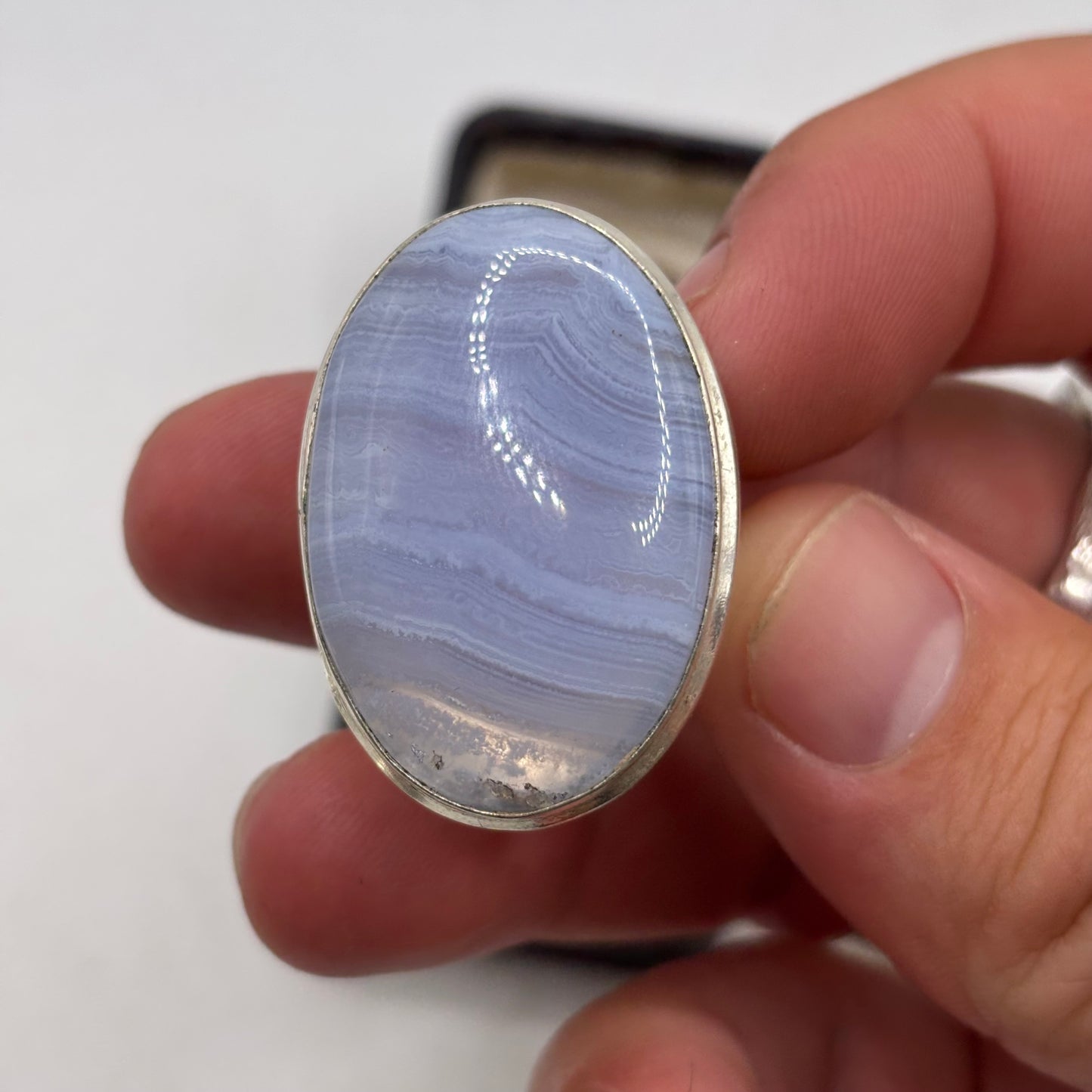 Silver Blue Lace Agate Ring (R)