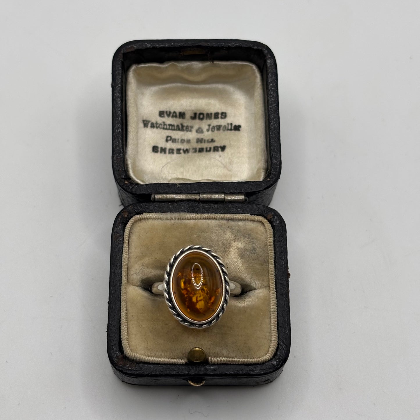 Silver Amber Ring (L)