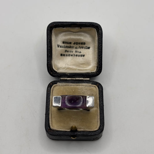 Silver Abstract Amethyst Ring