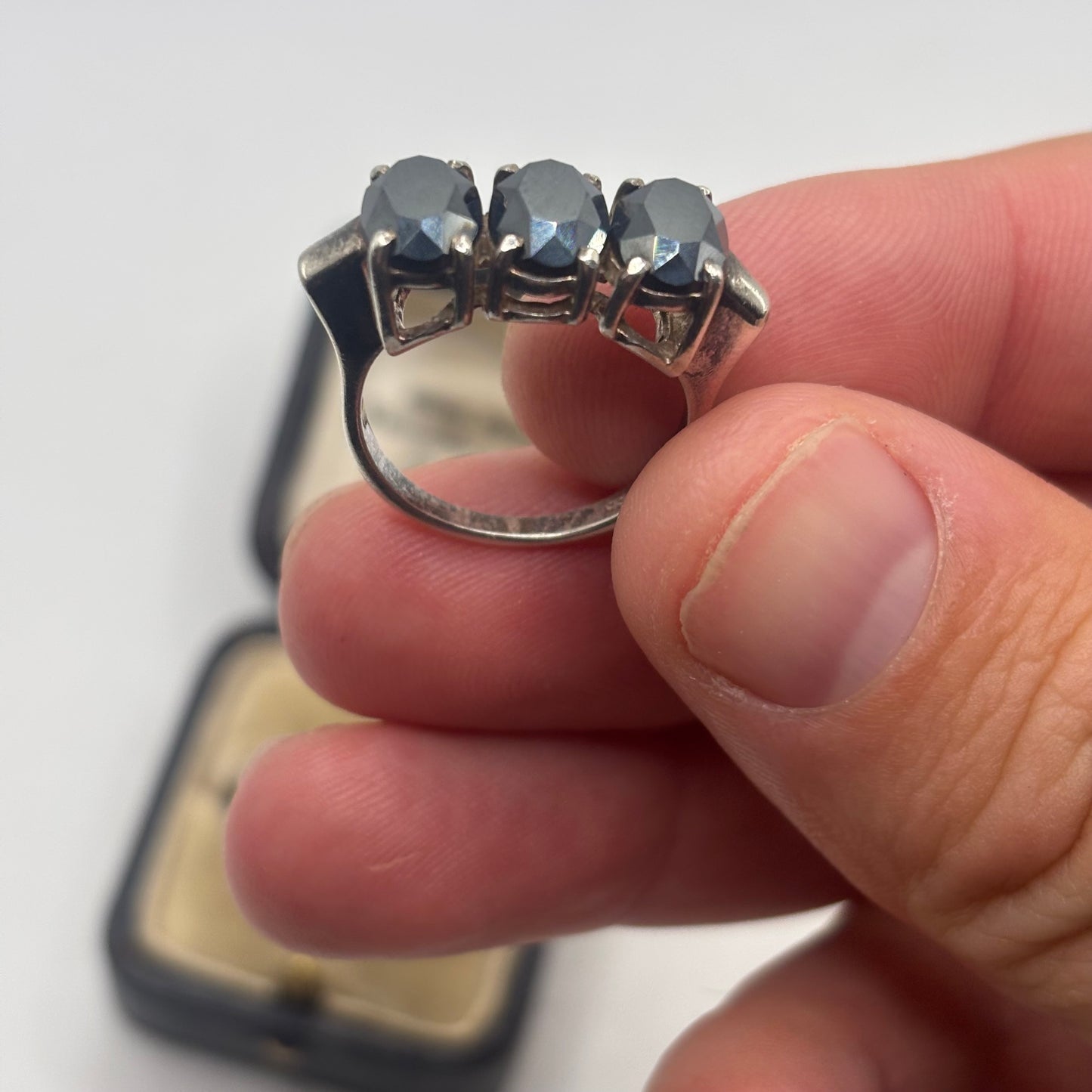 Silver Hematite Trilogy Ring (N)