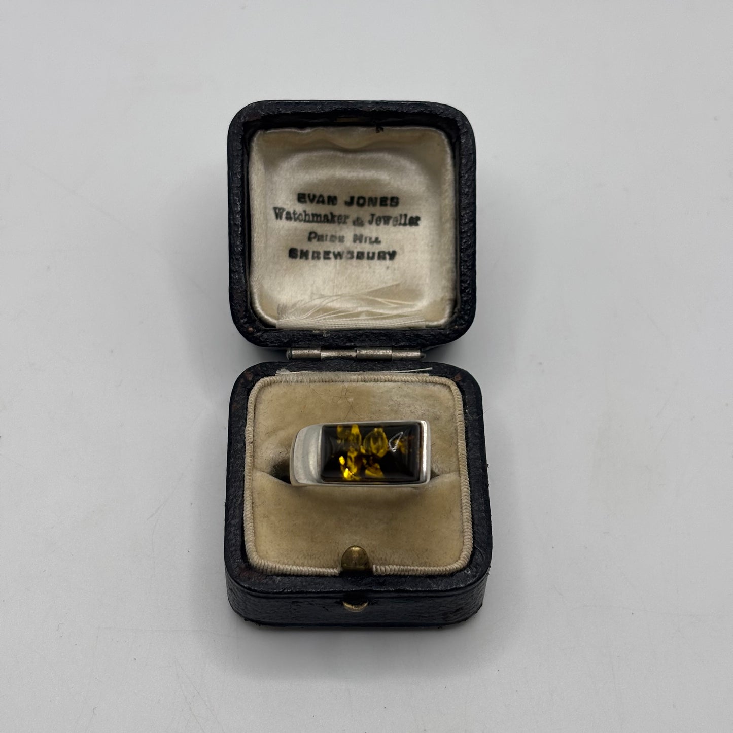 Silver Amber Ring