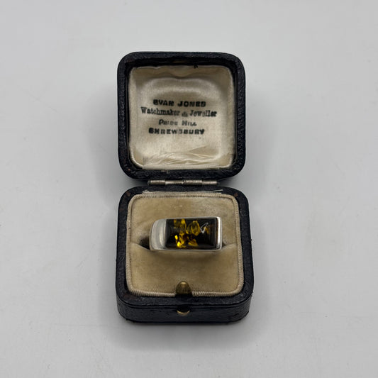 Silver Amber Ring