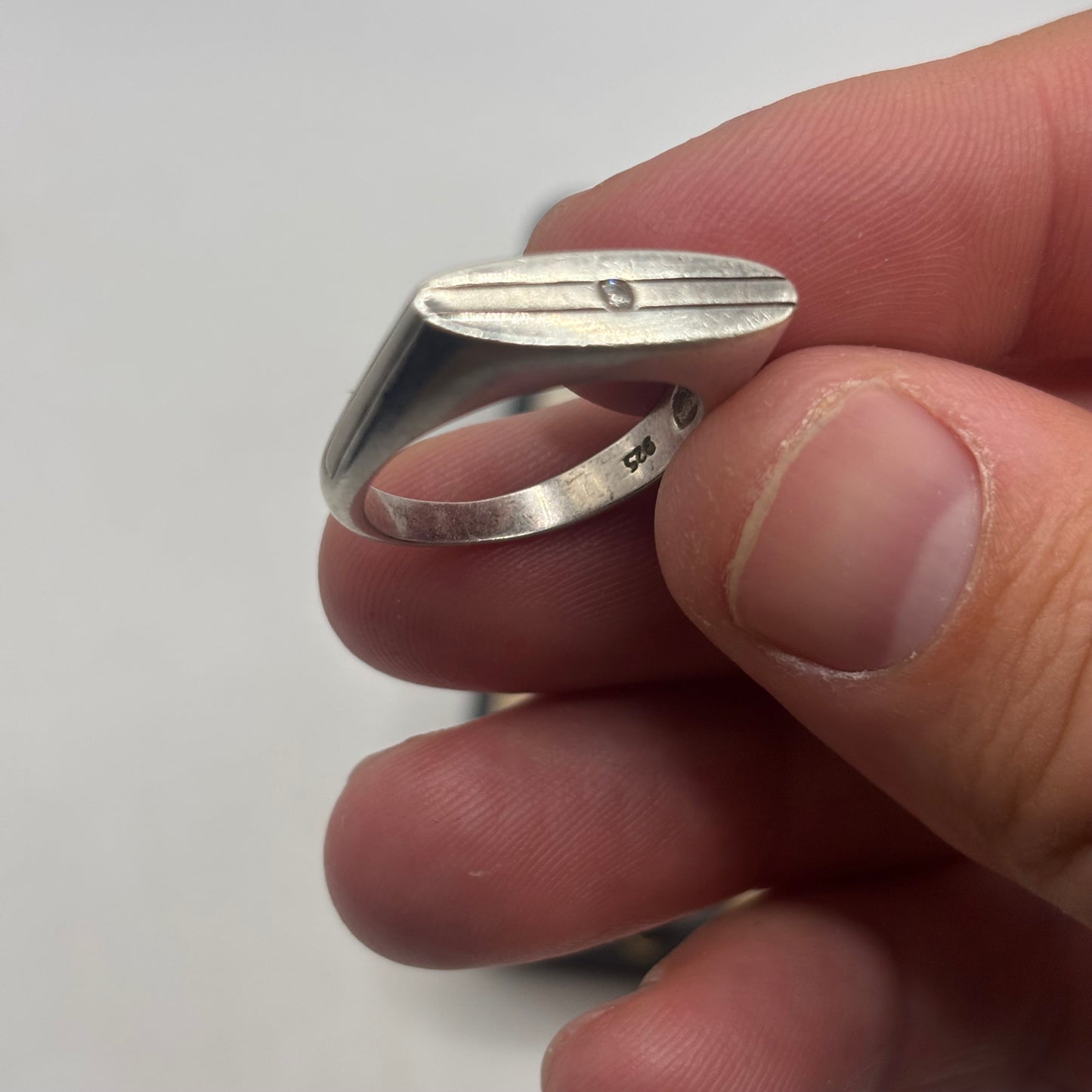 Silver Diamond Signet Ring (P)