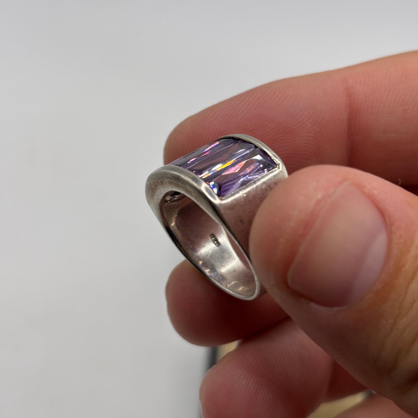 Silver Heavy Amethyst Ring (N)