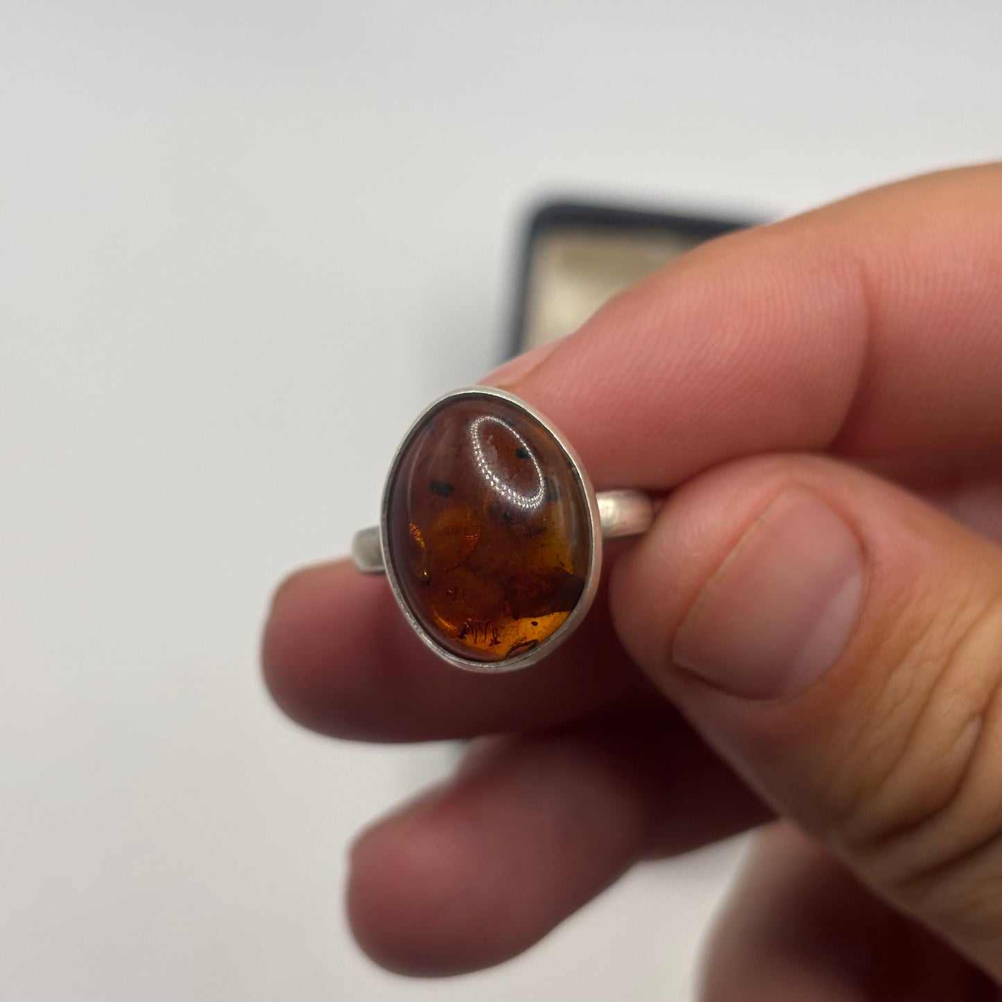 Silver Amber Ring (P)