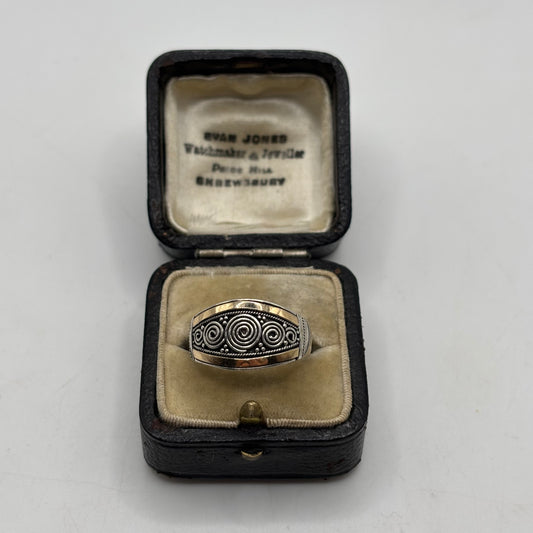 Silver Gold On Silver Swirl Ring