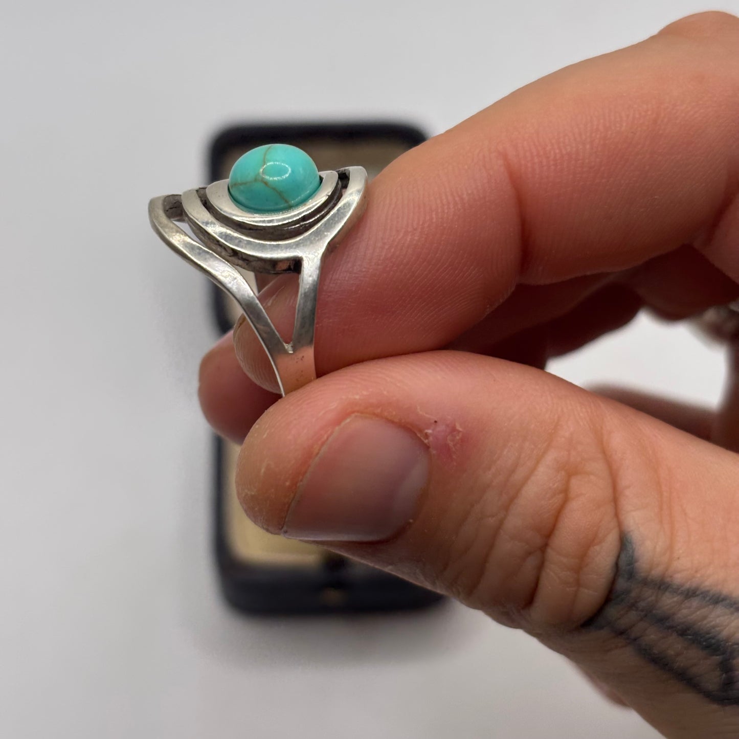 Silver Turquoise Swirl Ring
