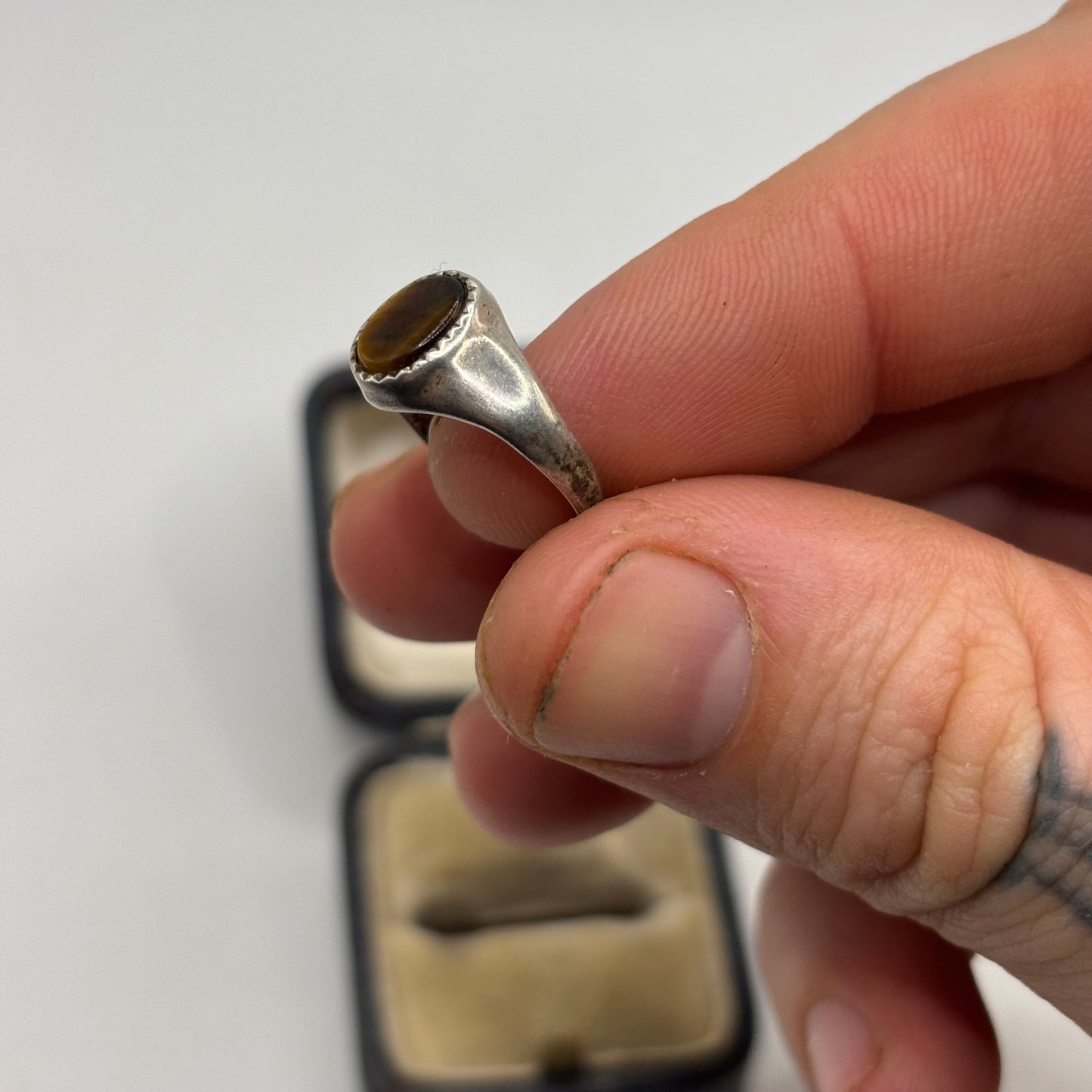 Silver Tigereye Signet Ring (N)