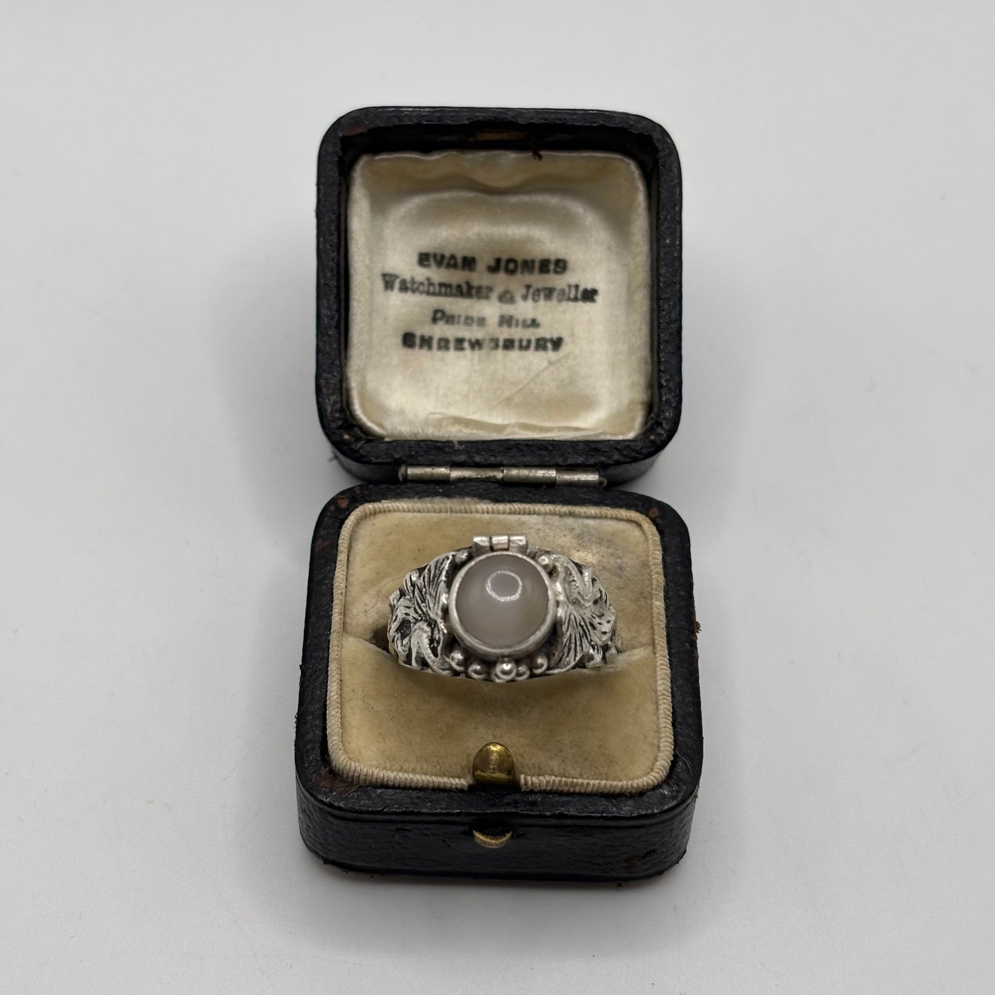 Silver Moonstone Poison Ring (P)