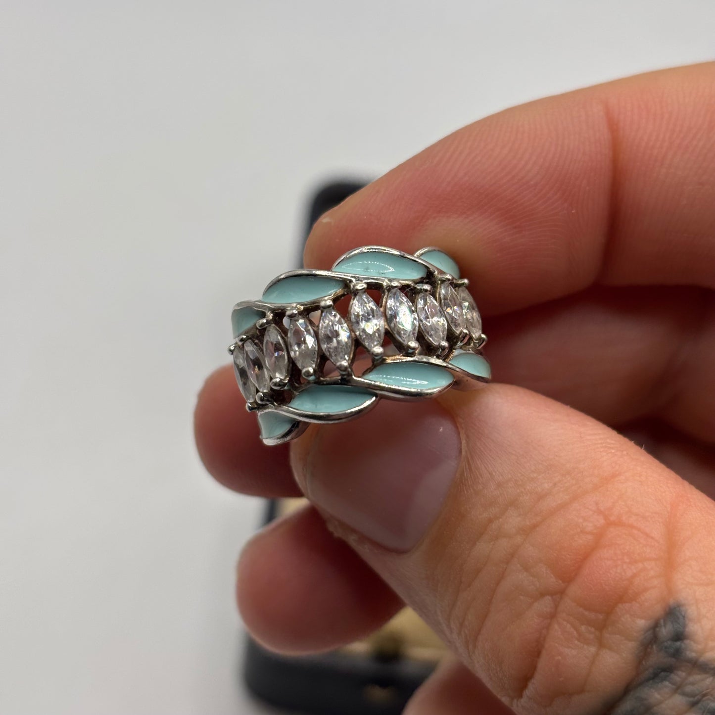 Silver Cz & Enamel Ring