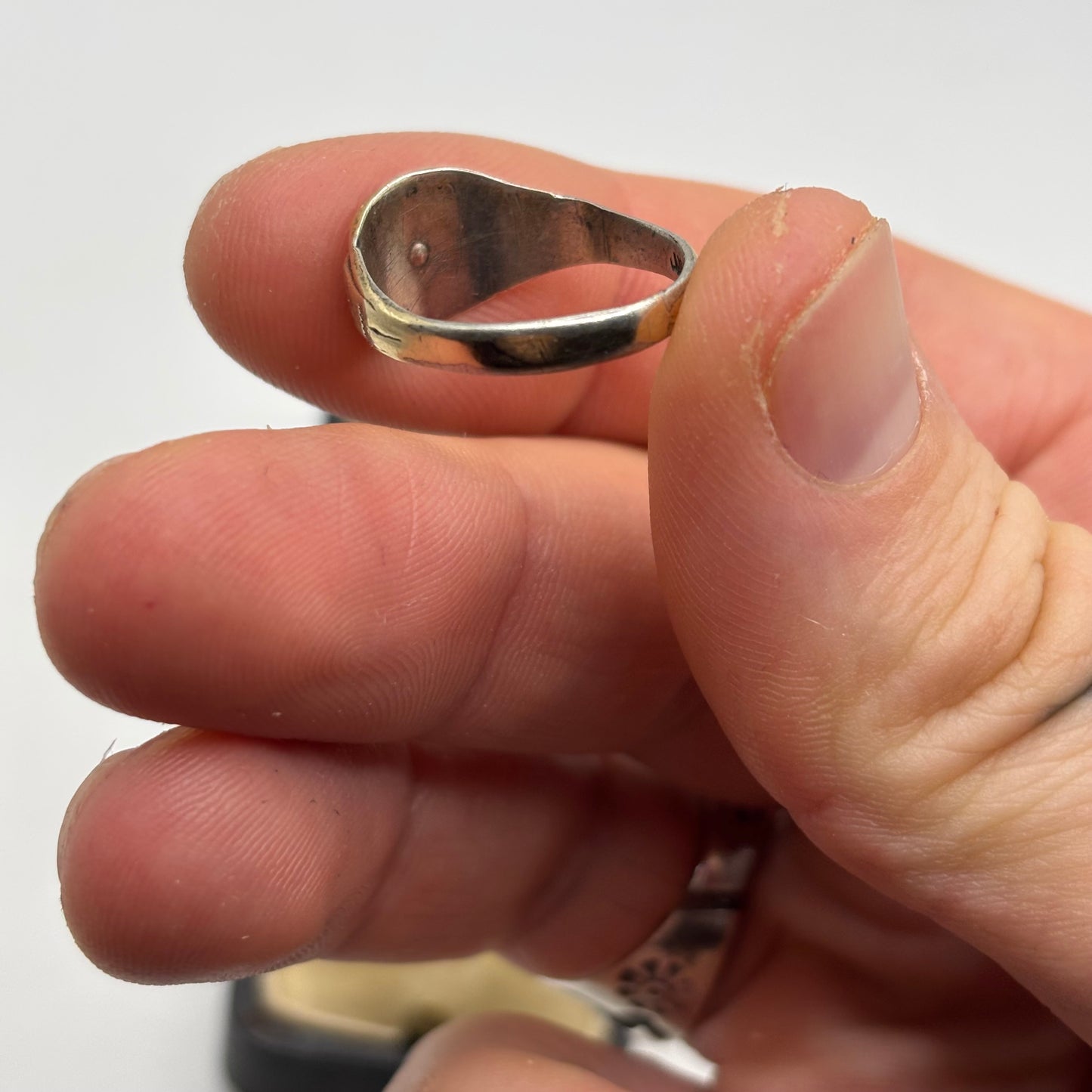 Silver Vintage Gold On Silver Signet Ring (O)