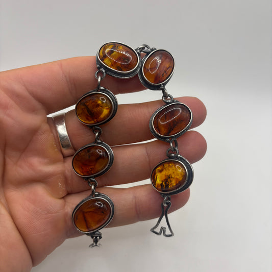 Silver 8” Amber Bracelet