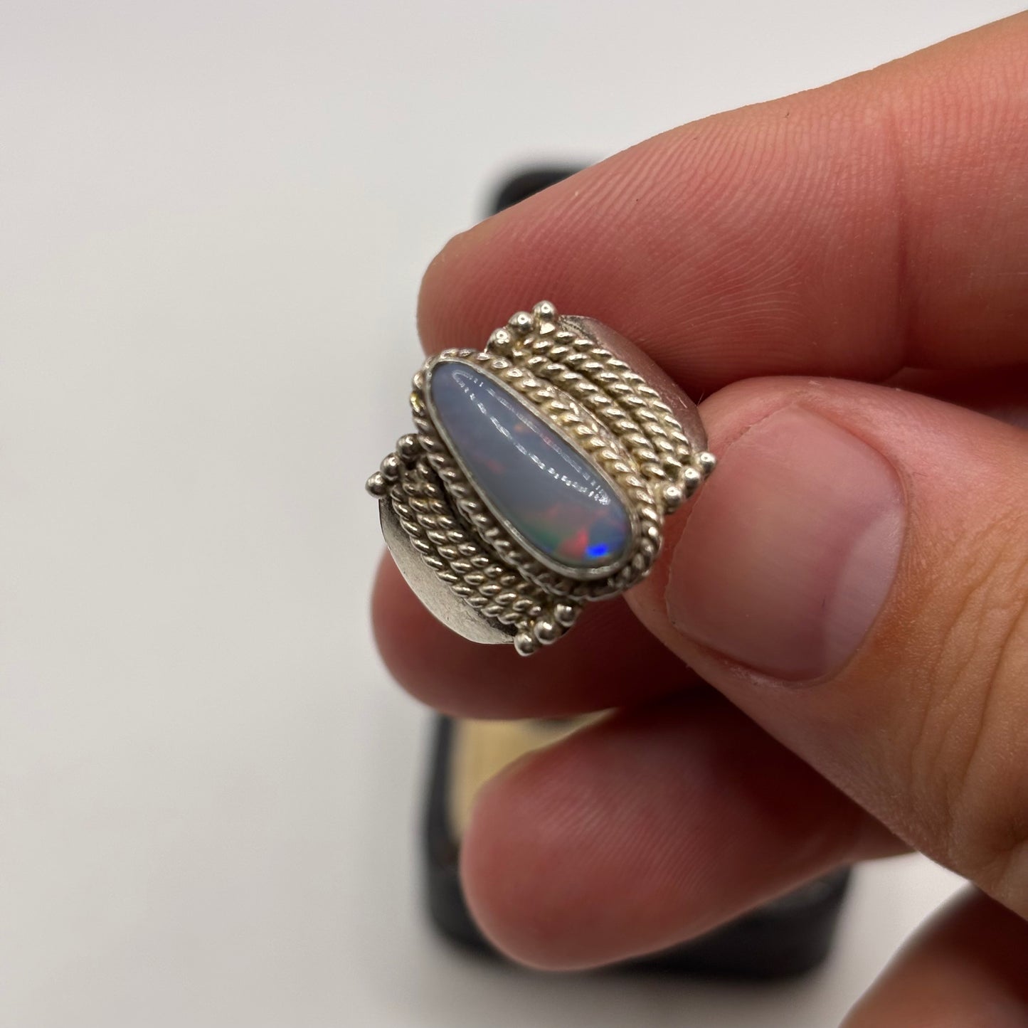 Silver Australian Opal Ring (O)