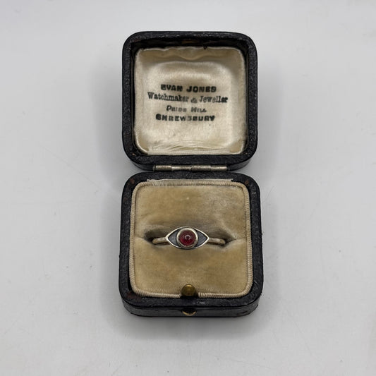 Silver Garnet Eye Ring