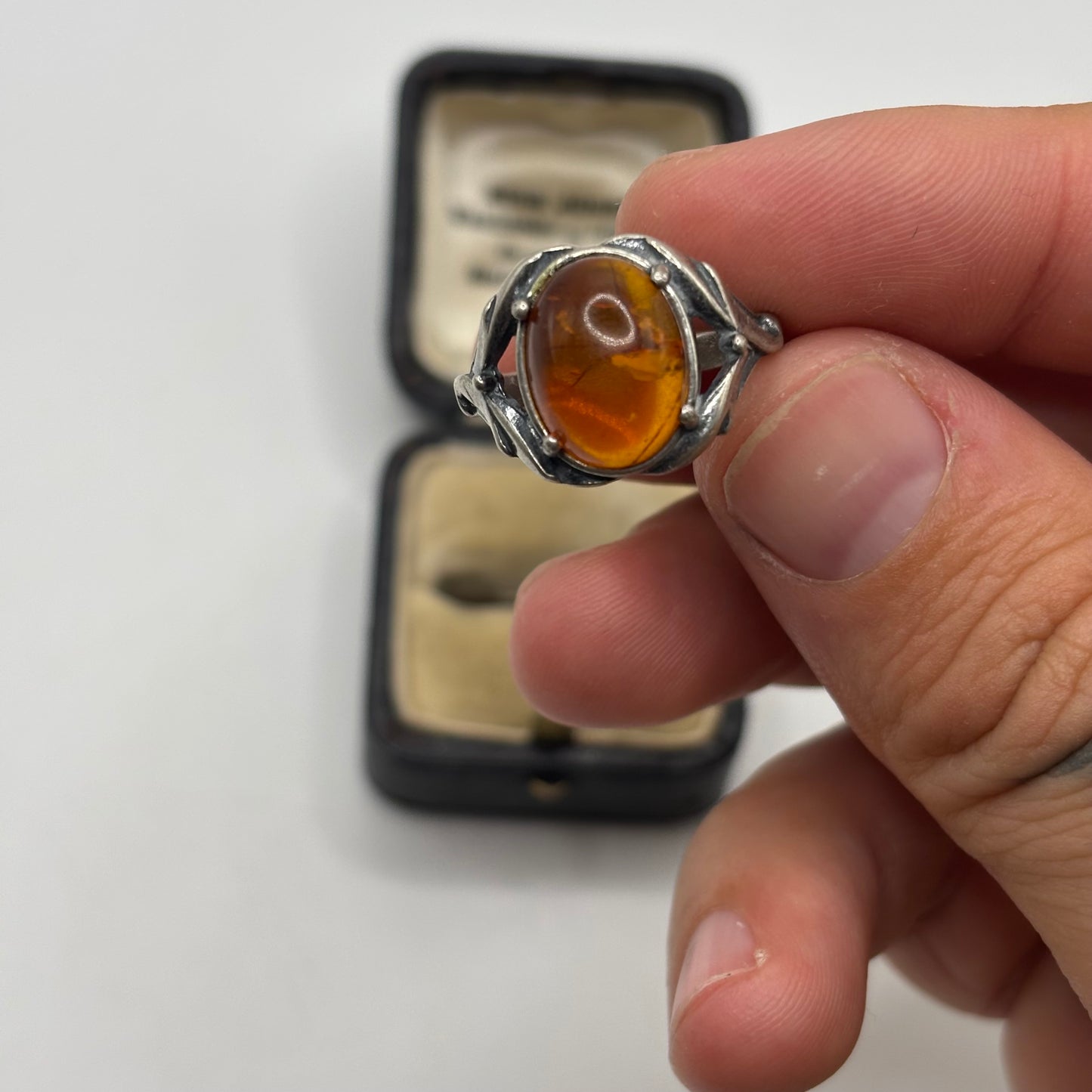 Silver Baltic Amber Ring