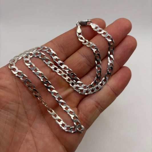 Silver 18” Curb Link Chain Necklace