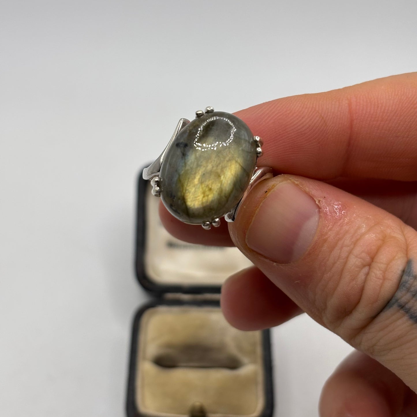 Silver Big Labradorite Ring