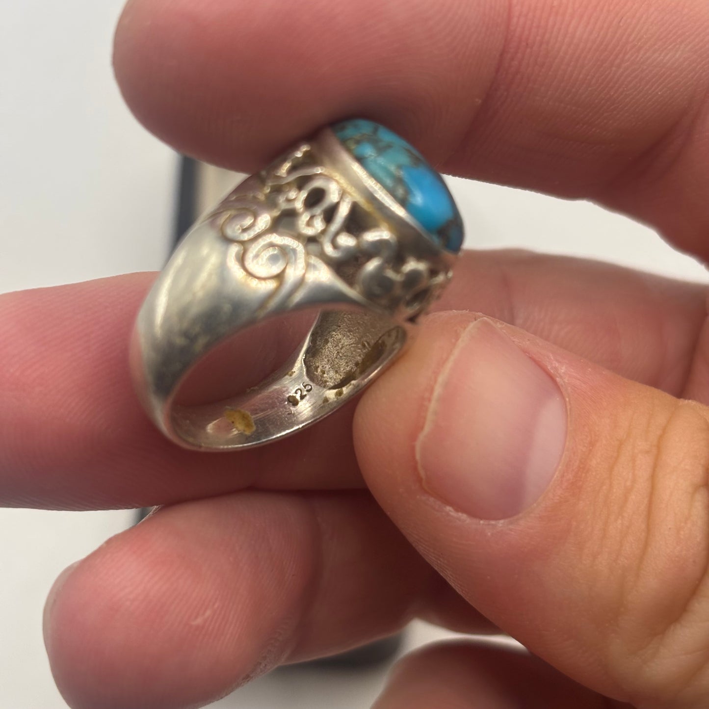 Silver Copper Turquoise Ring (N)