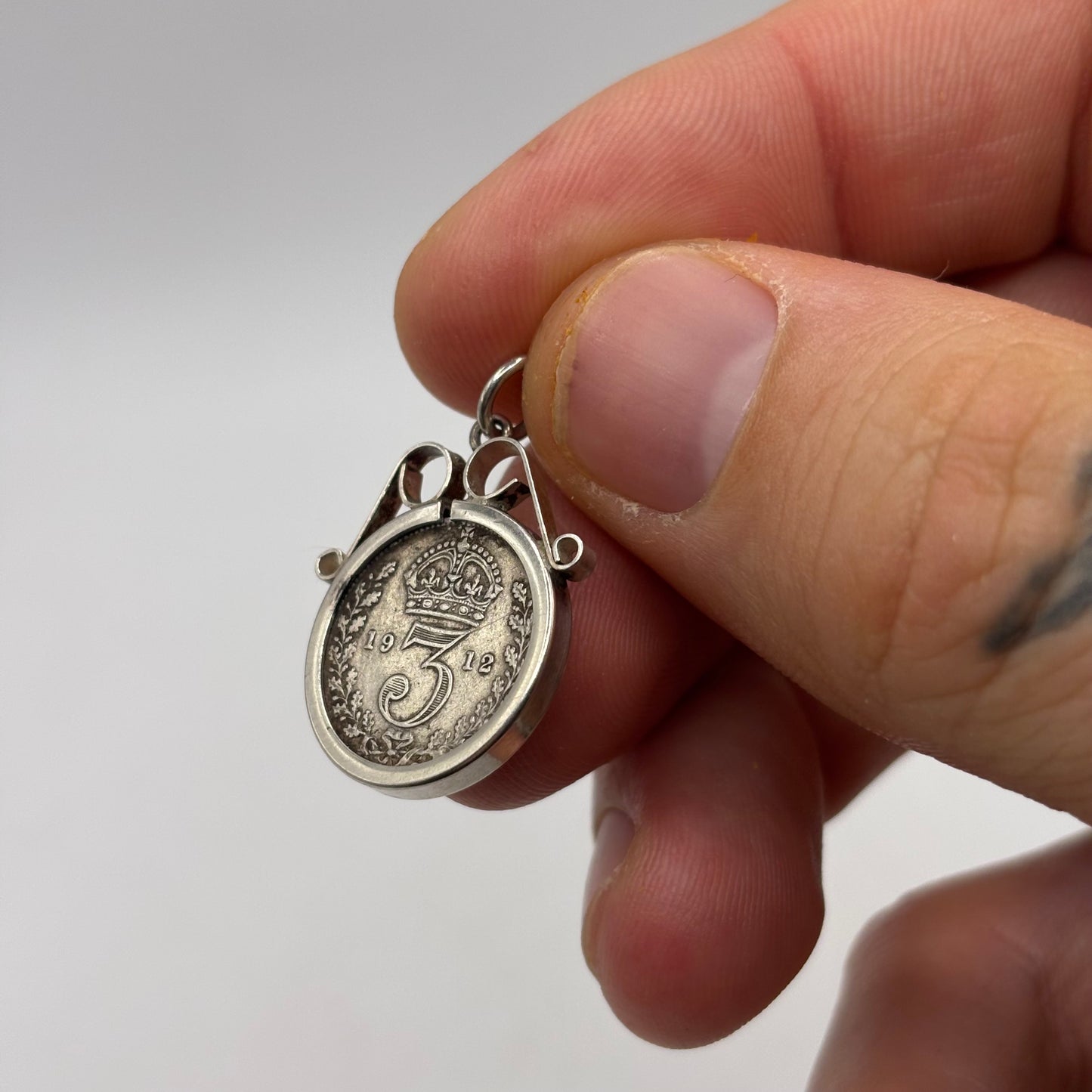 Silver Vintage 1912 Three Pence Pendant