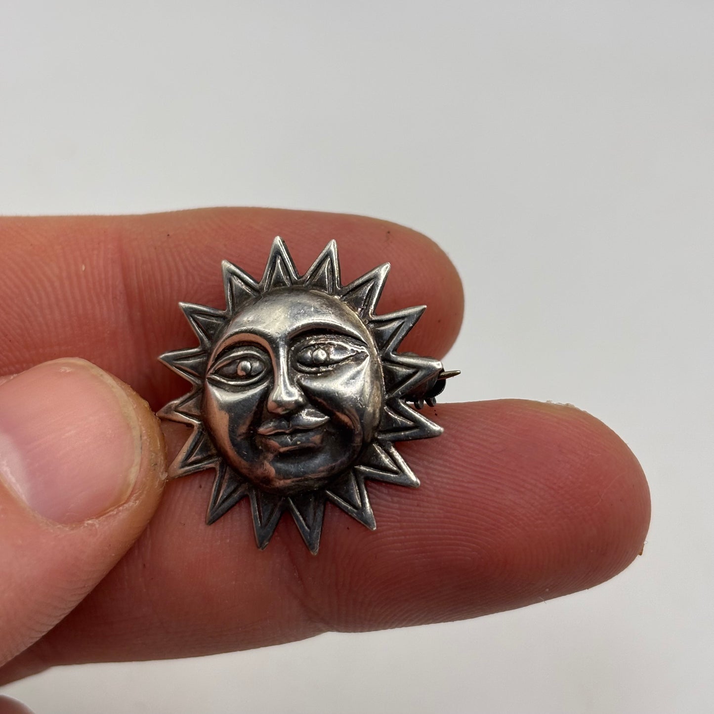 Silver Sun Brooch