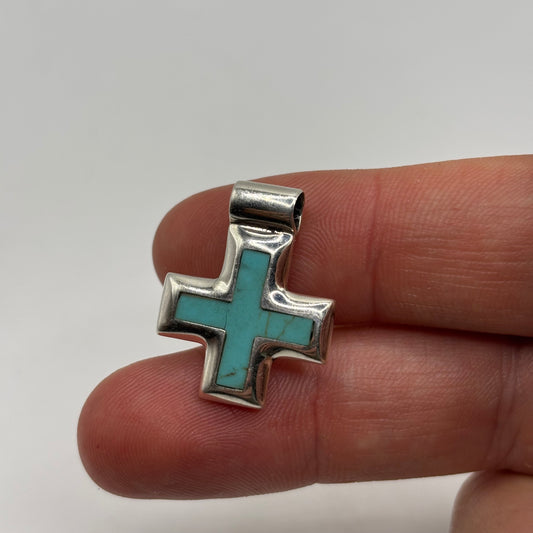 Silver Turquoise Cross Pendant