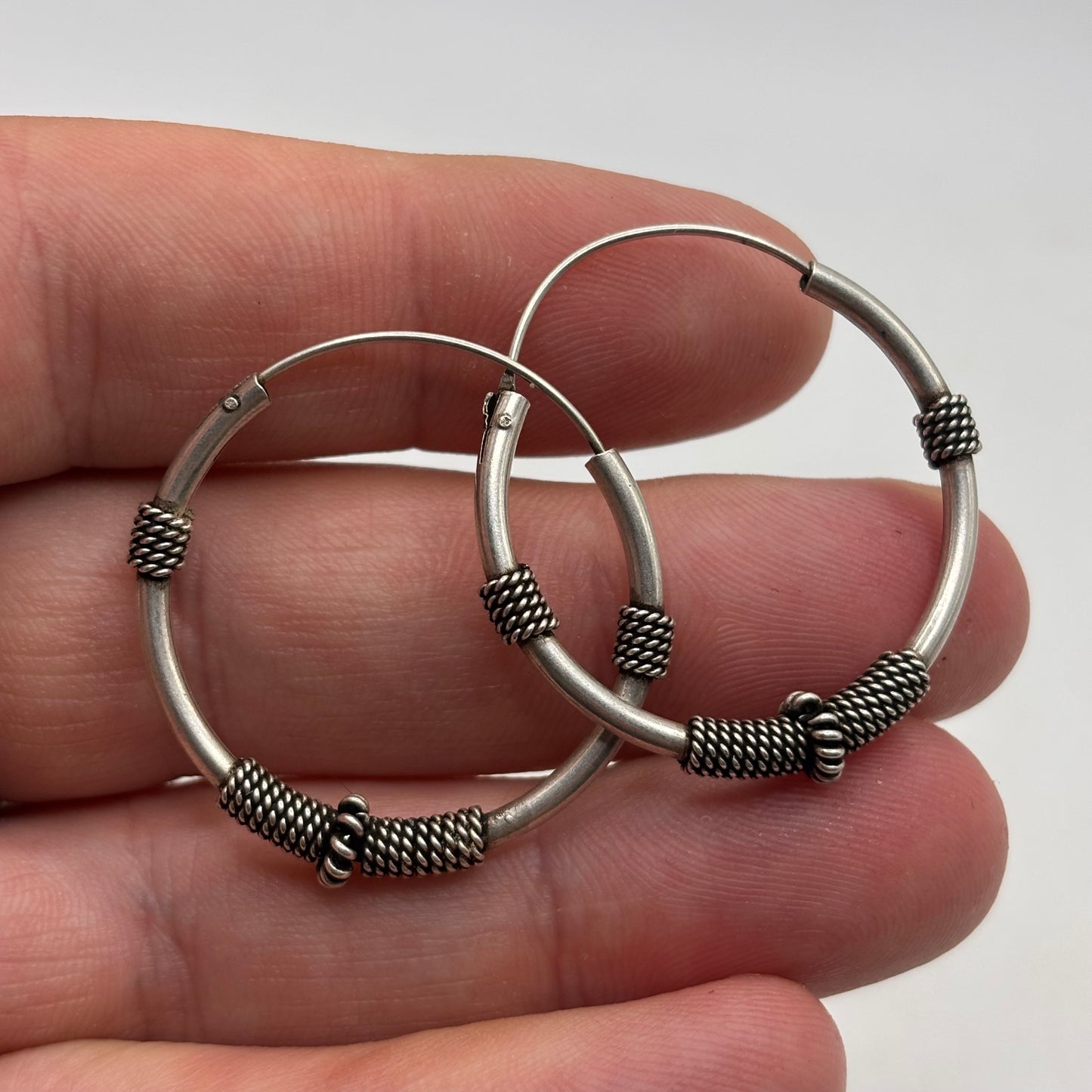 Silver Bali Hoop Earrings (30mm)