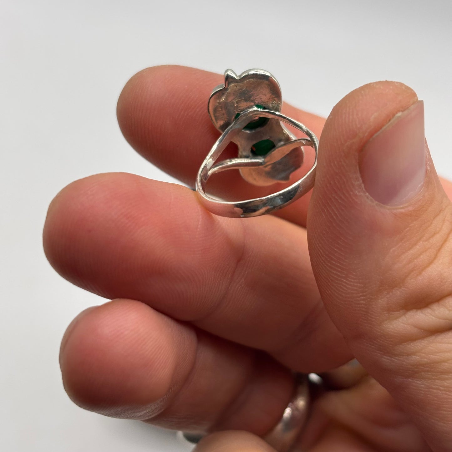 Silver Green Agate Ring