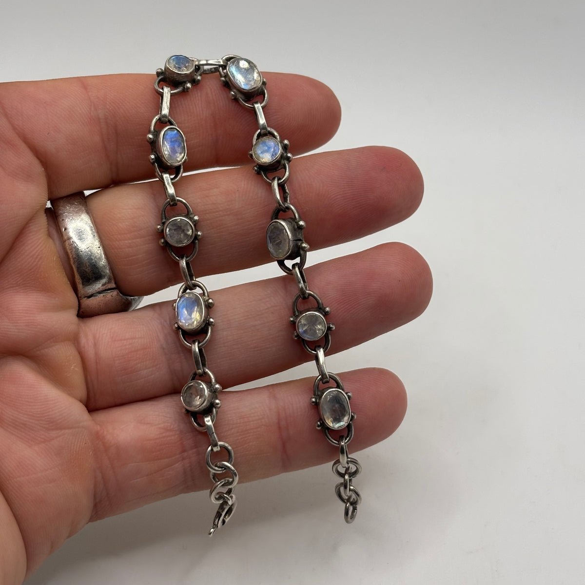 Silver 7.5”-8” Moonstone Bracelet