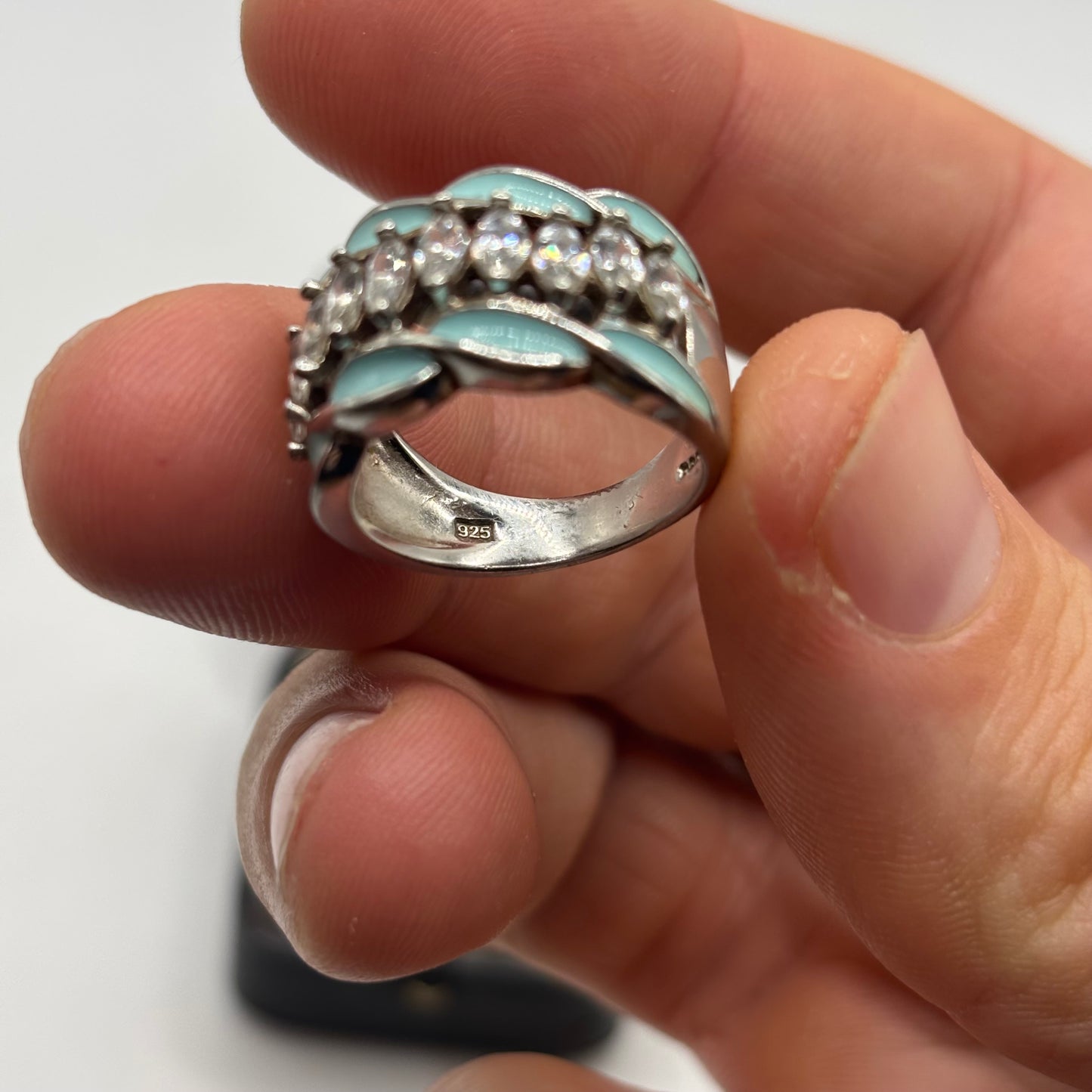 Silver Cz & Enamel Ring