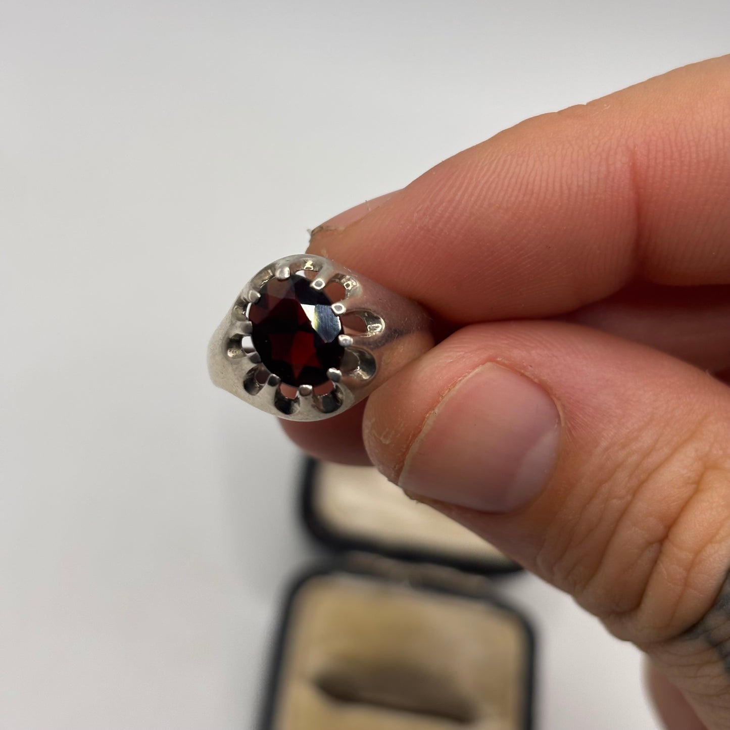 Silver Vintage Garnet Ring
