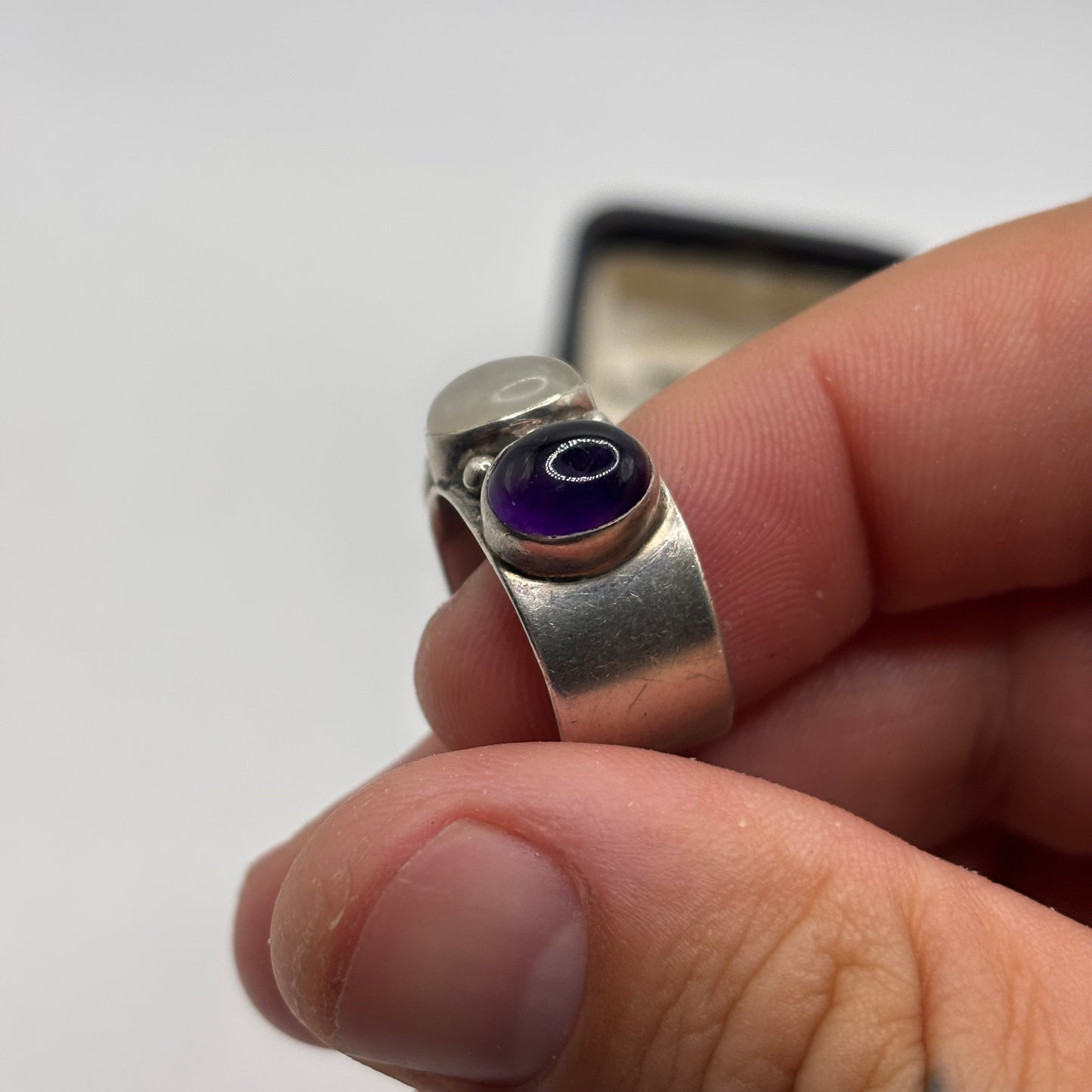 Silver Amethyst & Moonstone Ring (N)