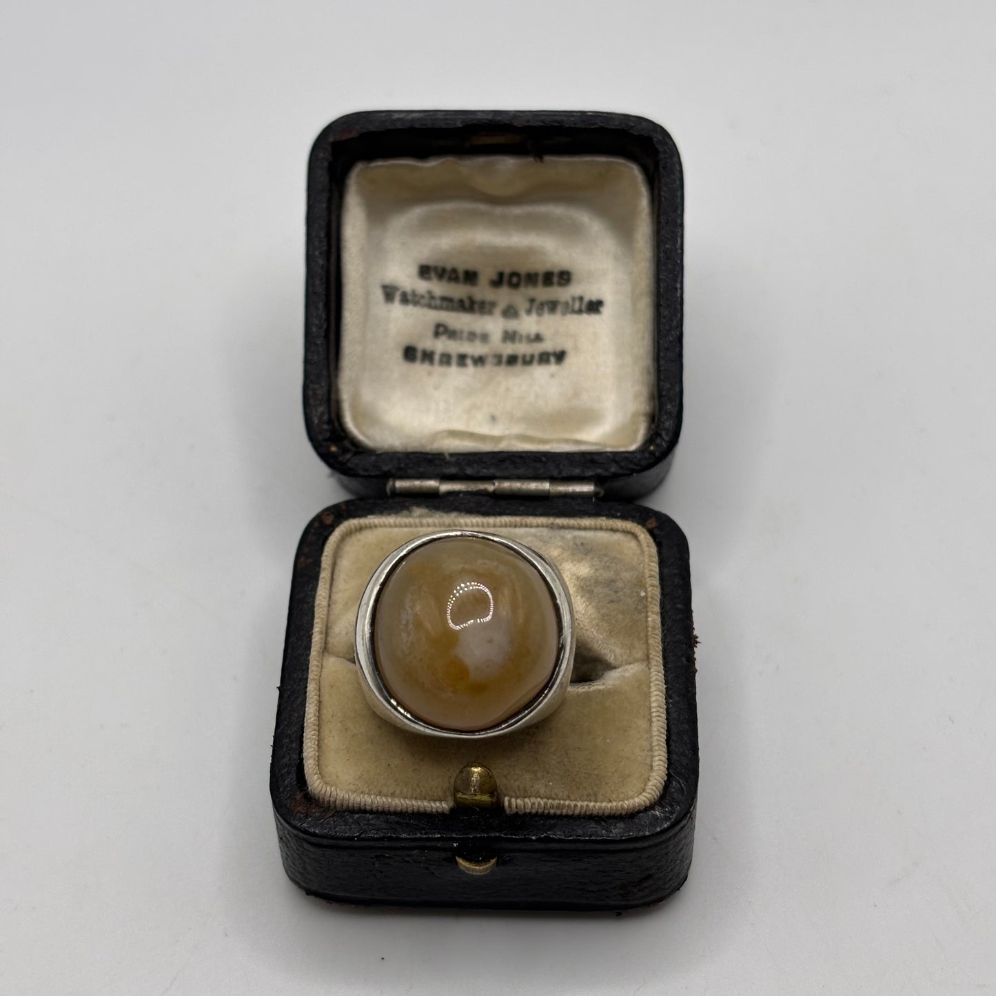 Silver Agate Midcentury Ring (L)