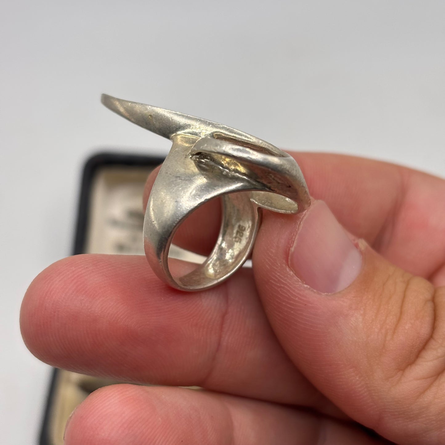 Silver Large Abstract Ring (O)