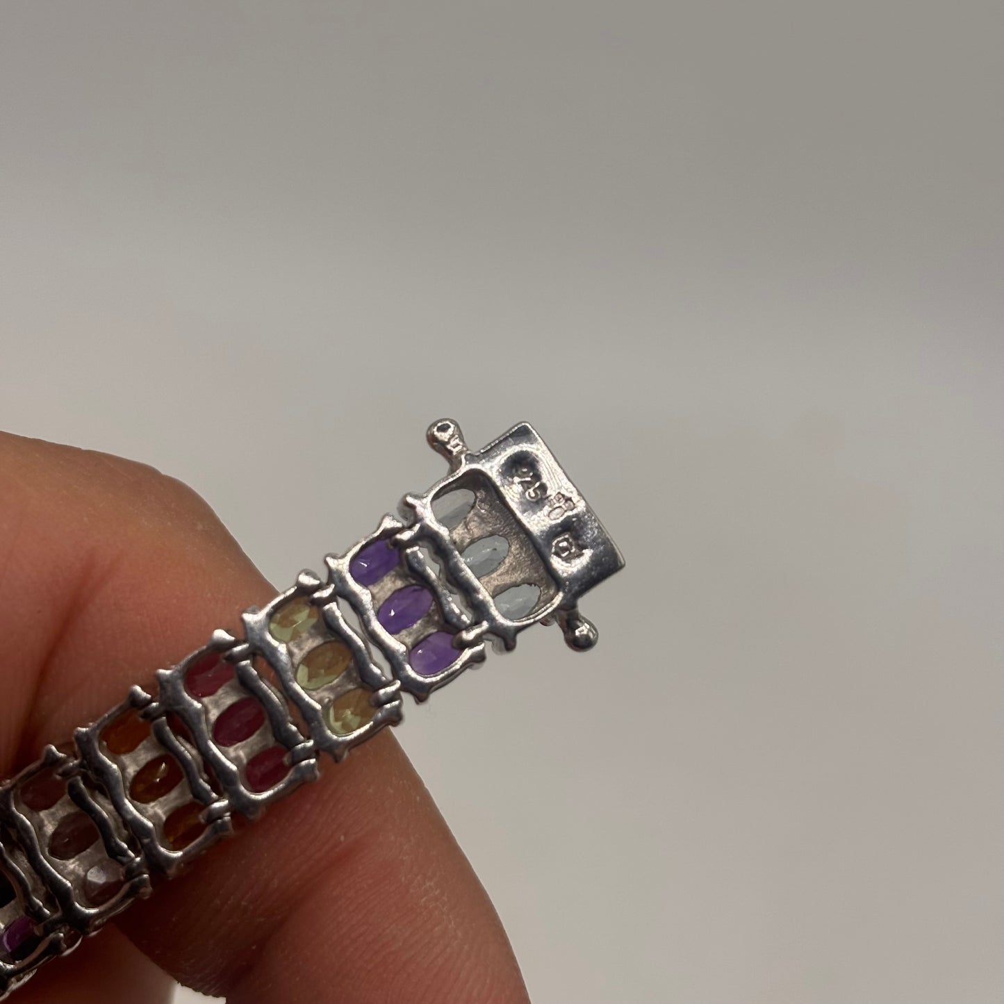 Silver 7” Mixed Gem Tennis Bracelet