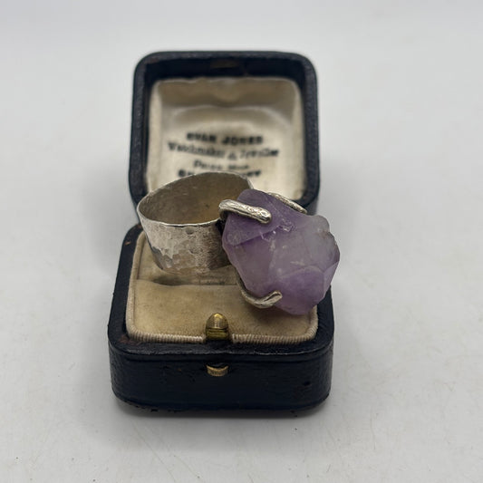 Silver Amethyst Abstract Ring (S)