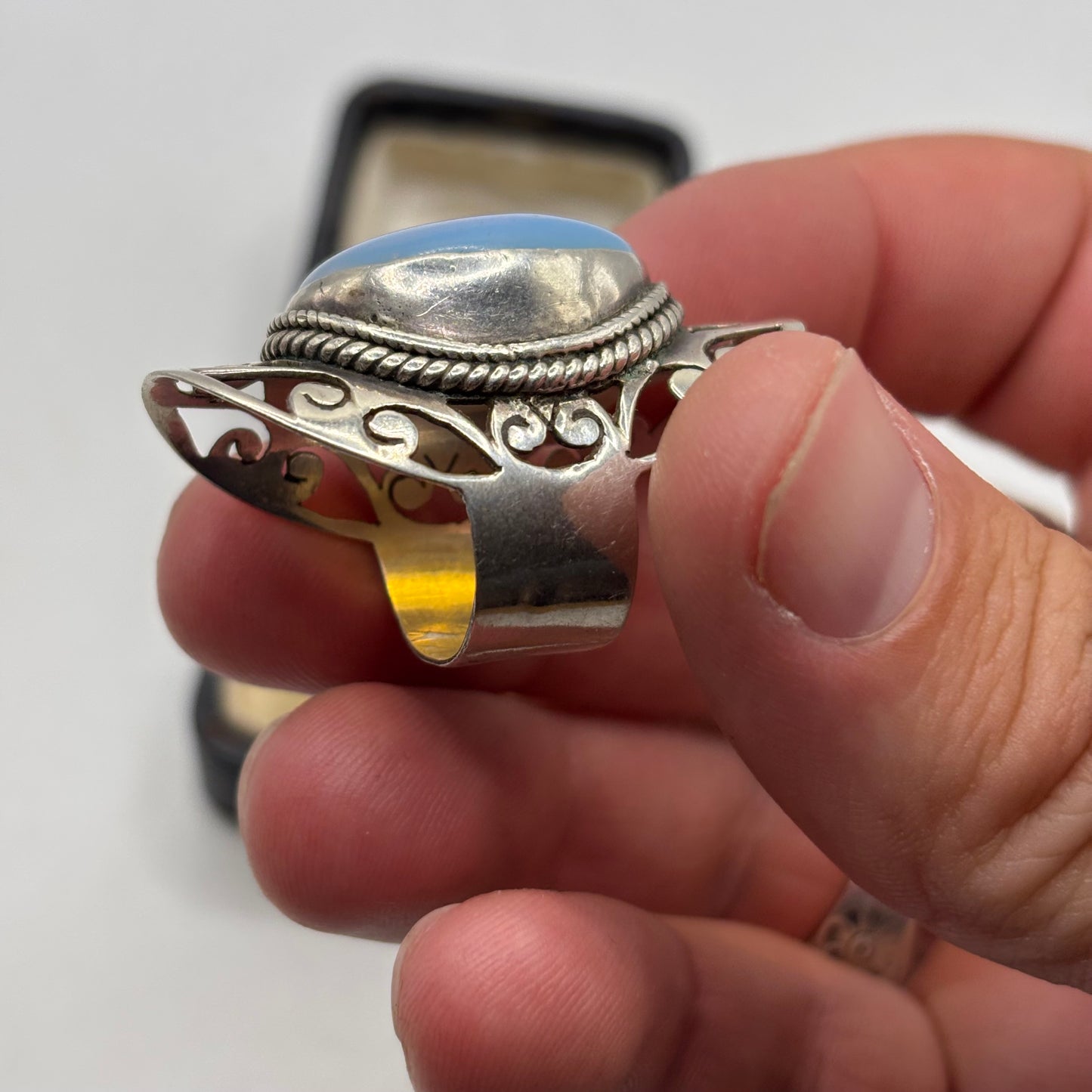 Silver Large Moonstone Ring (O)