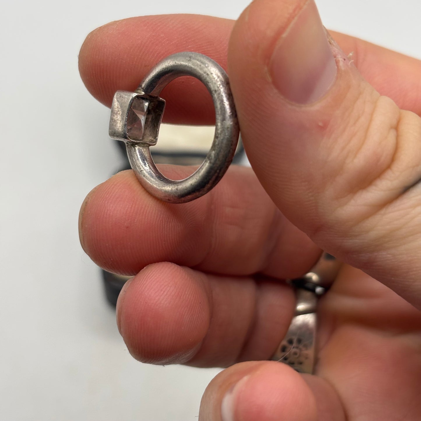 Silver Chunky CZ Ring (J 1/2)