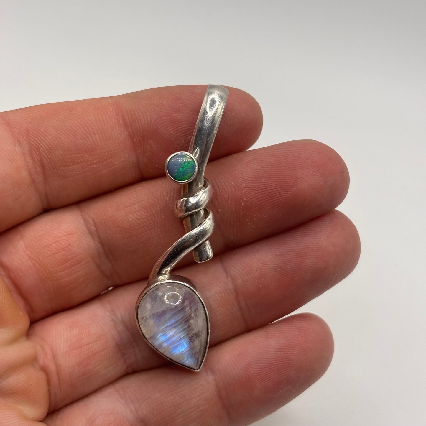 Silver Moonstone & Opal Pendant