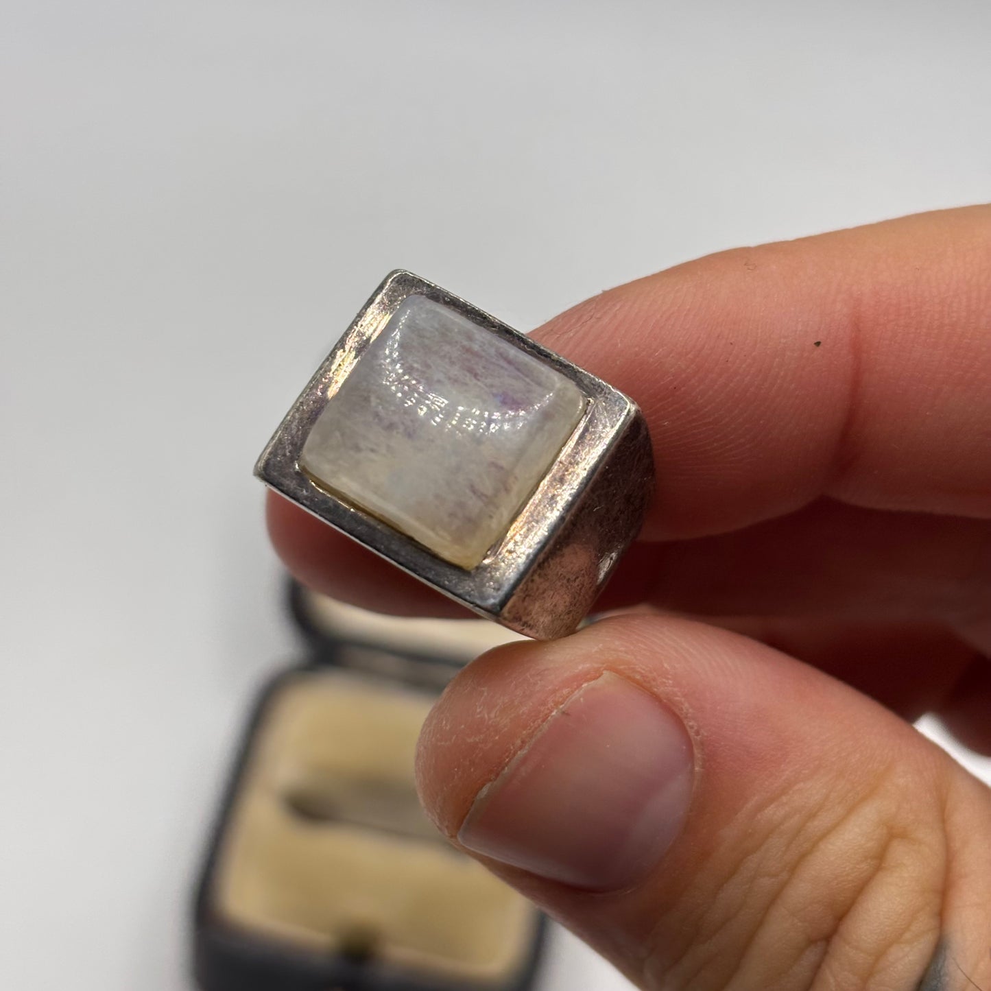 Silver Heavy Moonstone Ring