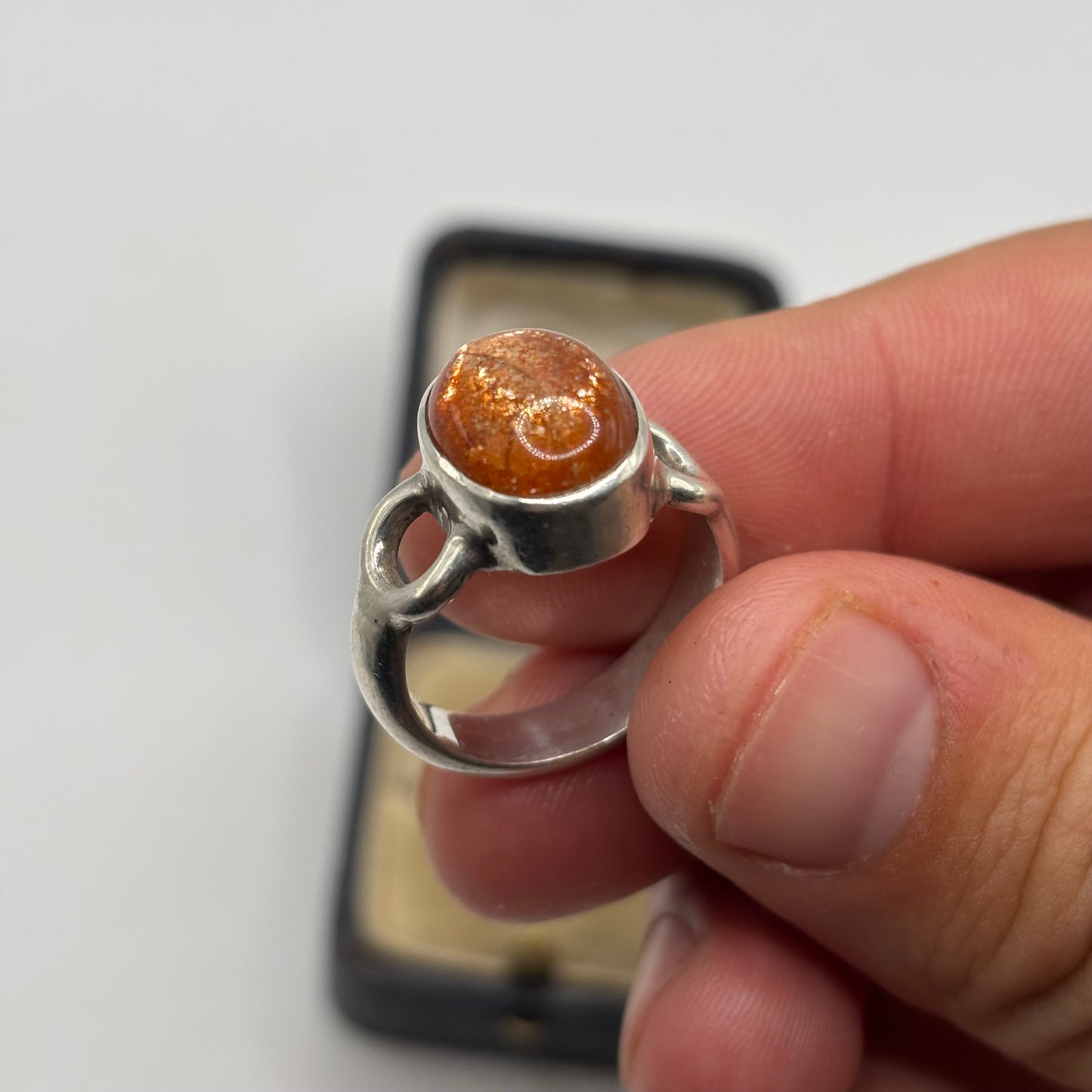 Silver Heavy Goldstone Ring (Q)