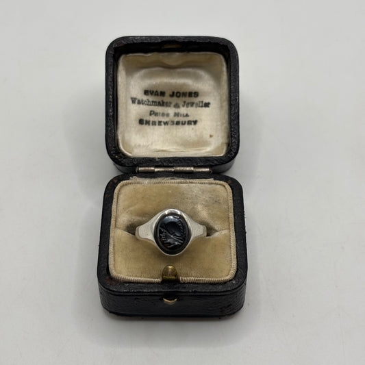 Silver Hematite Gladiator Signet Ring (M)