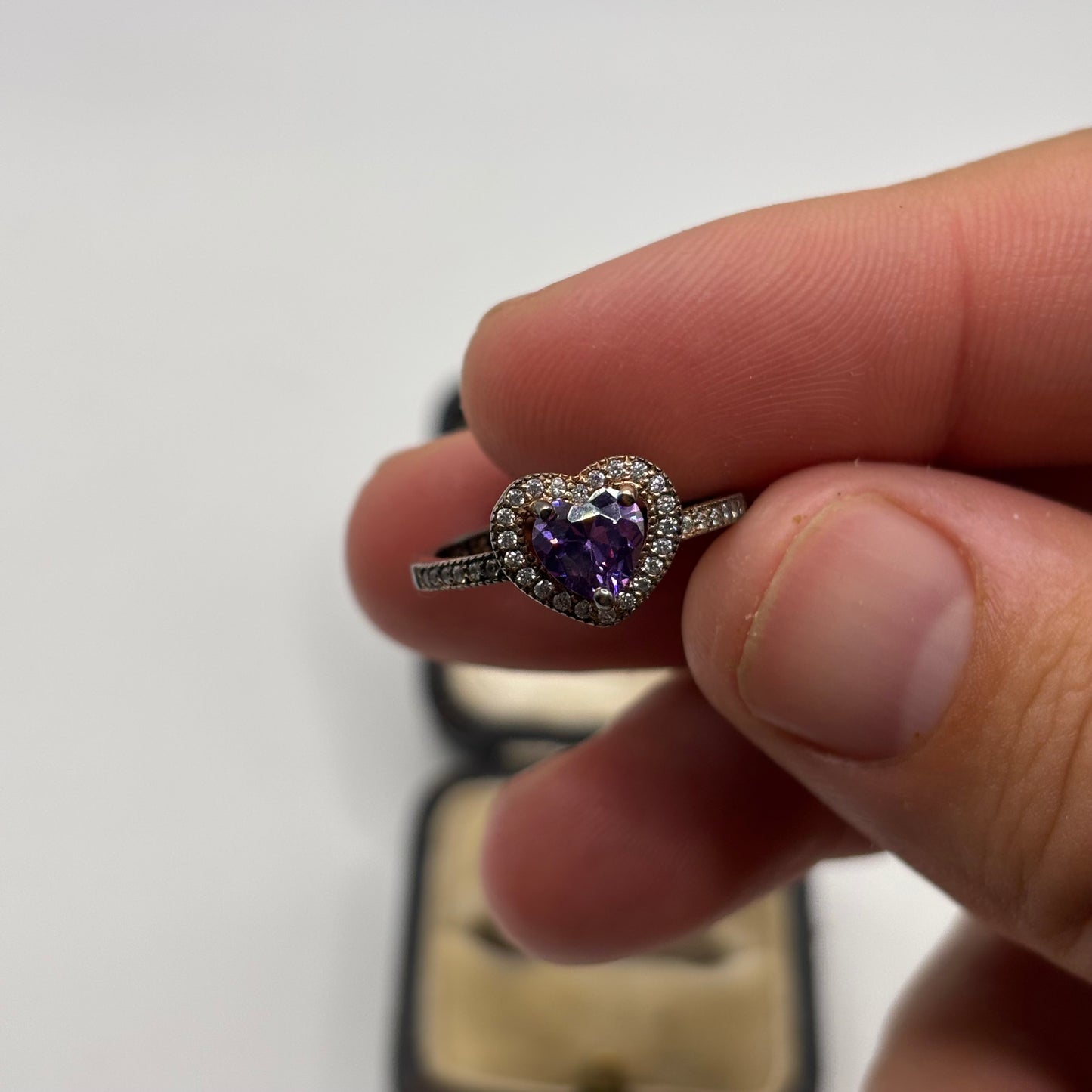 Silver Amethyst Heart Ring (M)