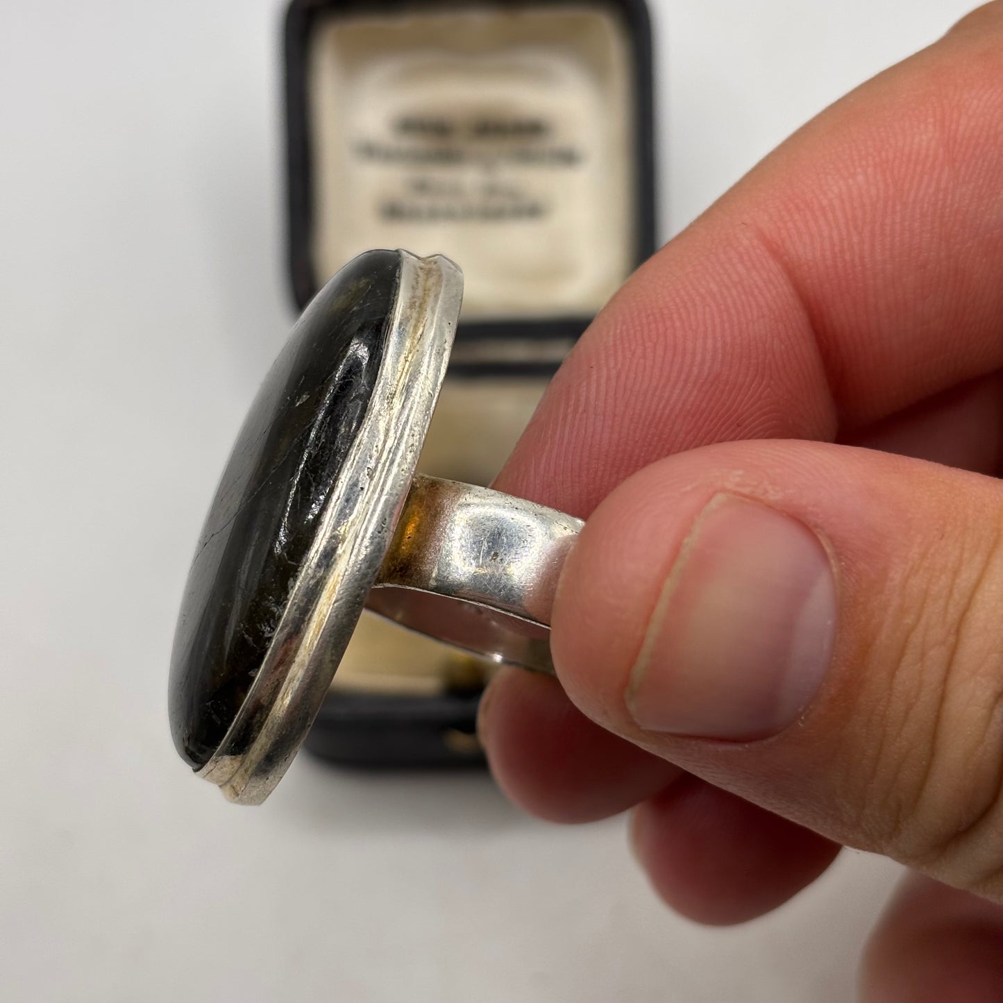 Silver Large Labradorite Ring (S)