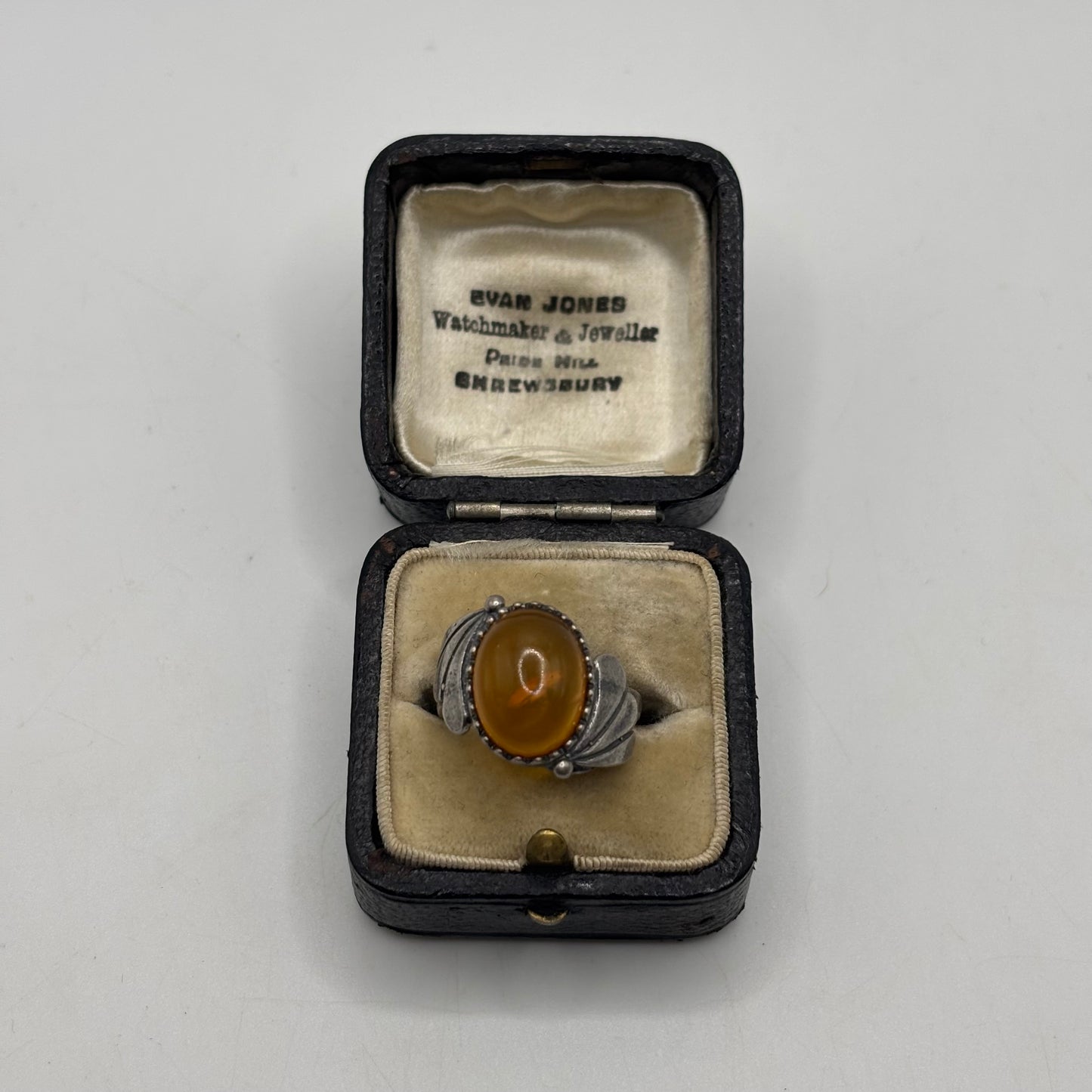 Silver Amber Ring