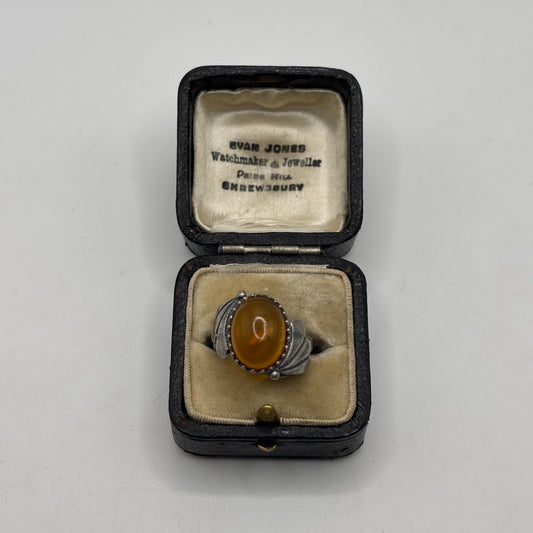 Silver Amber Ring