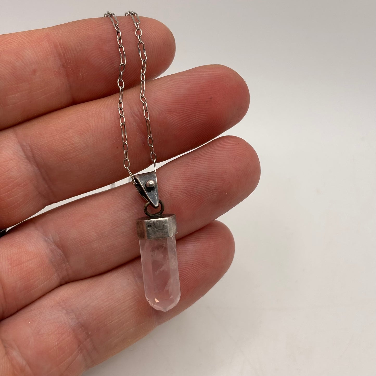 Silver 18” Rose Quartz Necklace