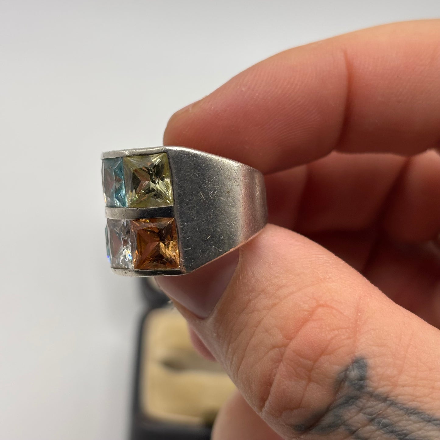 Silver Chunky Mixed Gem Ring