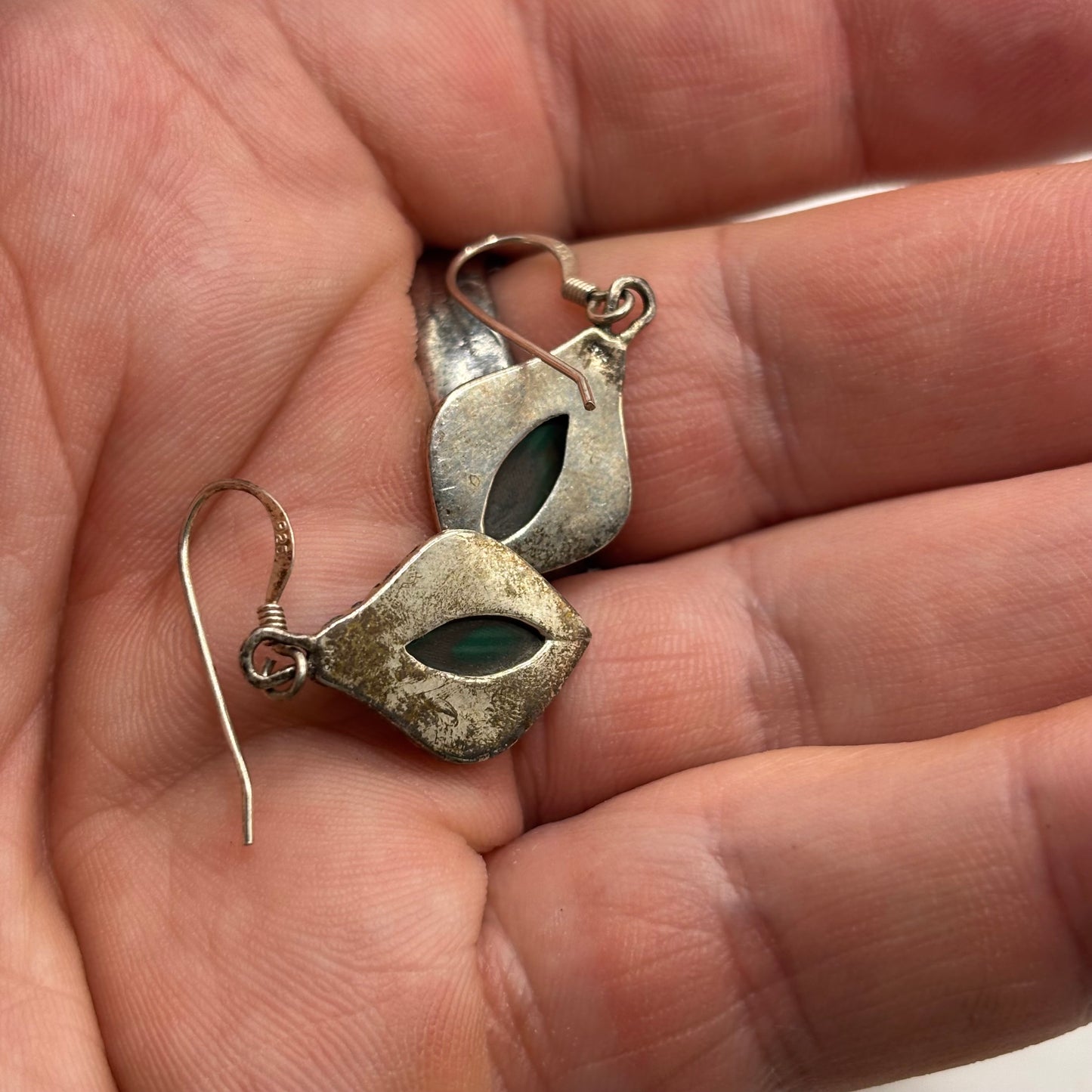 Silver Malachite Earrings