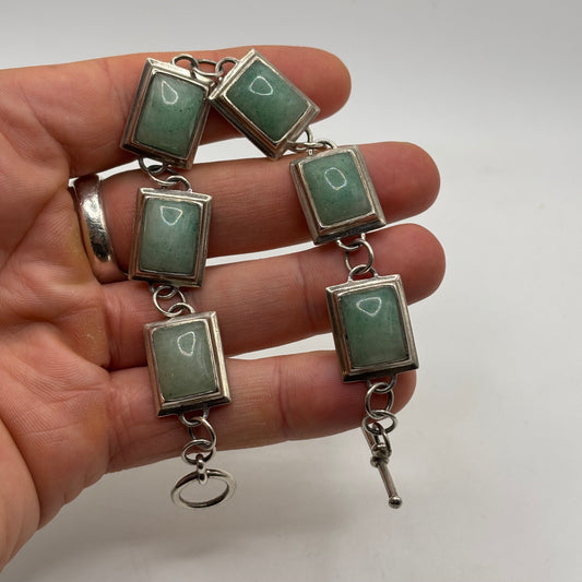 Silver 8” Jade Bracelet